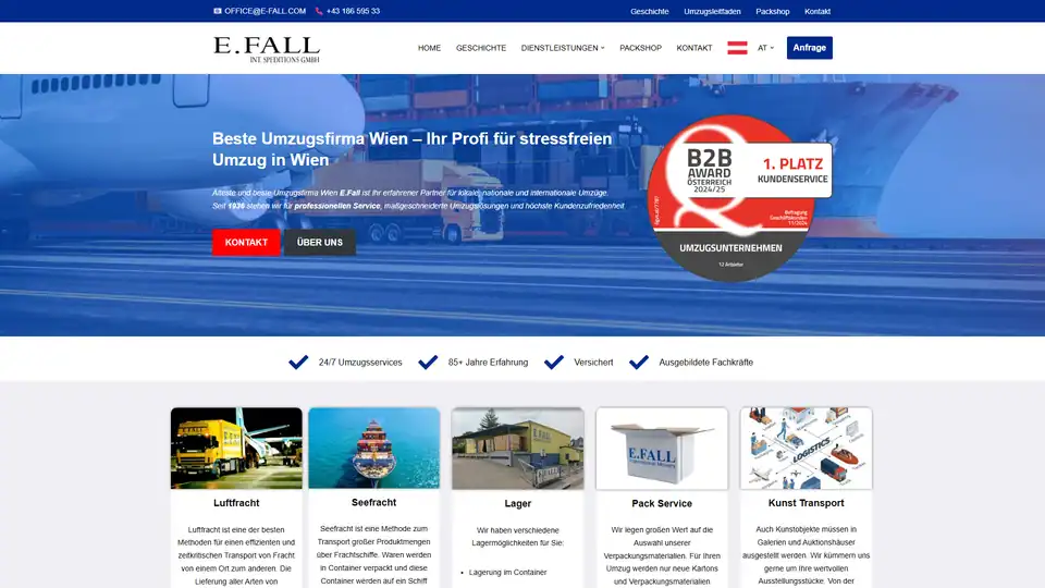 Screenshot web stranice E Fall - e-fall.at