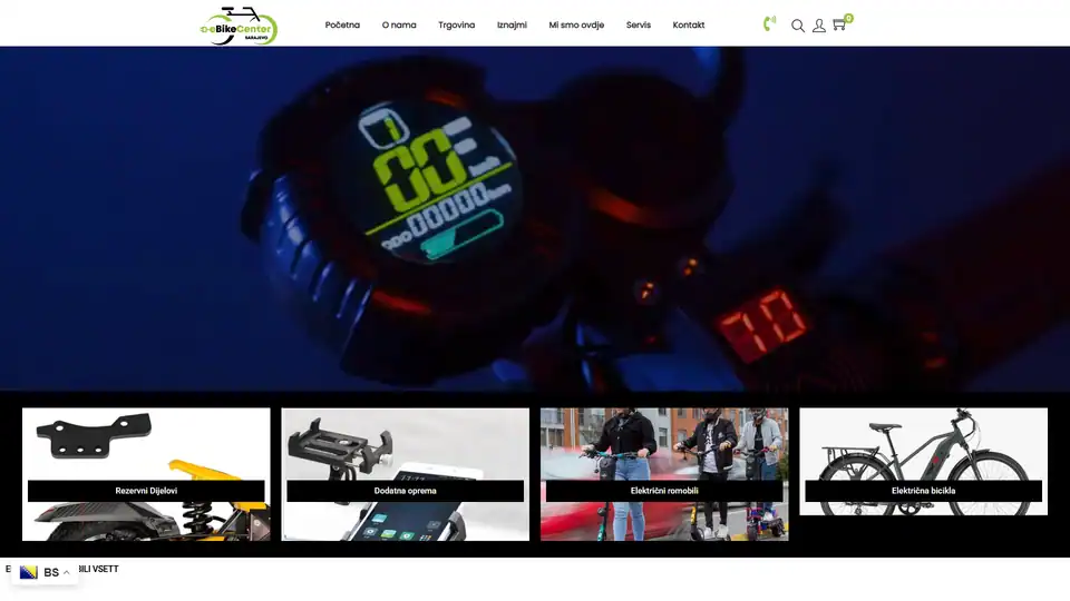 Screenshot web stranice Ebike - ebike.ba