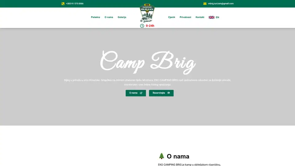 Screenshot web stranice Ekokampodmoristebrig - ekokampodmoristebrig.hr