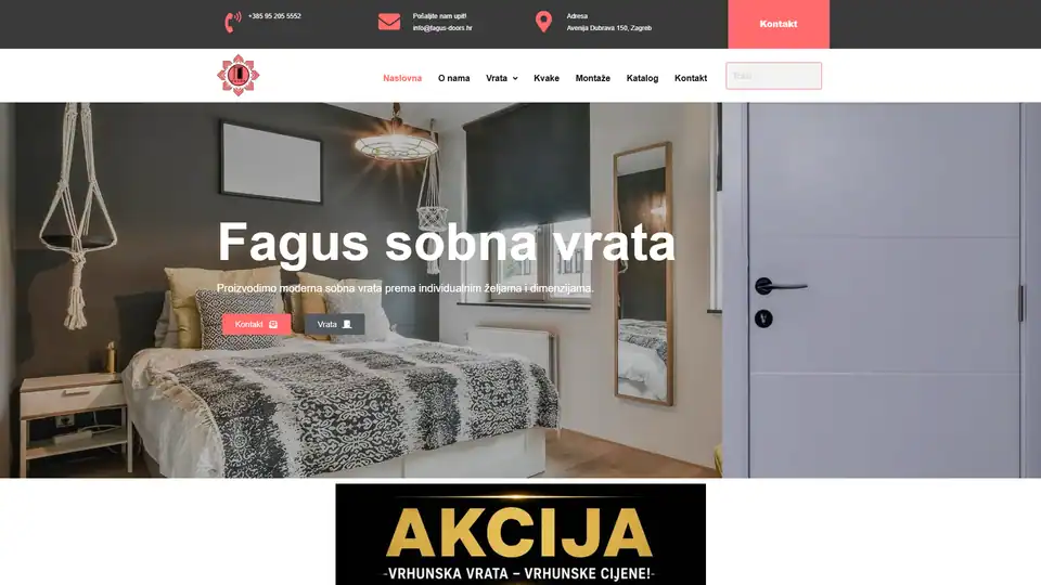 Screenshot web stranice Fagus Doors - fagus-doors.hr