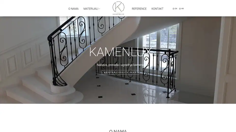 Screenshot web stranice Kamenlux - kamenlux.hr
