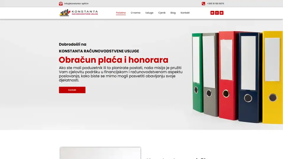 Screenshot web stranice Konstanta Split - konstanta-split.hr