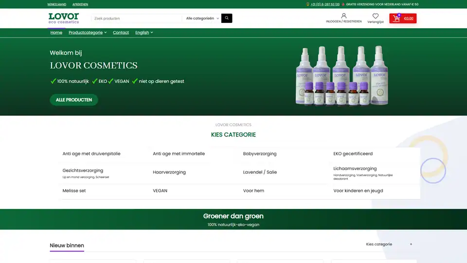 Screenshot web stranice Lovor - lovor.nl