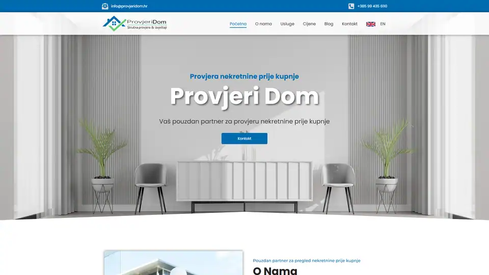 Screenshot web stranice Provjeridom - provjeridom.hr