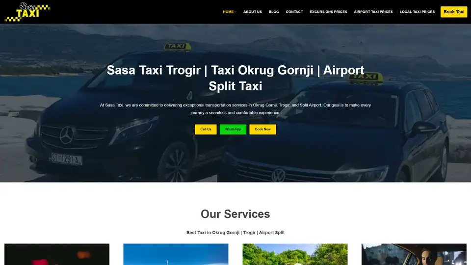 Screenshot web stranice Sasataxi - sasataxi.hr